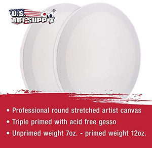 Estados Unidos Art Supply 16 inch de diámetro redondo 12 ounce imprimado gesso calidad profesional sin ácidos lona (paquete de 2) - Arteztik