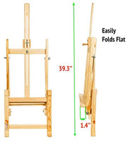 Caballete de estudio de madera de mesa con marco en H de 17 pulgadas de alto – caballete de pintura y exhibición de madera de pino natural, soporta hasta 12 pulgadas, soporte de escritorio resistente - Arteztik
