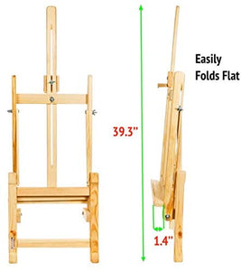 Caballete de estudio de madera de mesa con marco en H de 17 pulgadas de alto – caballete de pintura y exhibición de madera de pino natural, soporta hasta 12 pulgadas, soporte de escritorio resistente - Arteztik