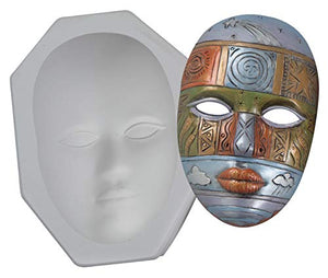 Mayco CD879 Molde de yeso liso para máscara facial, tamaño 9 x 5 pulgadas, 6.5 pulgadas de alto, 8.5 pulgadas de ancho, 11.75 pulgadas de largo - Arteztik