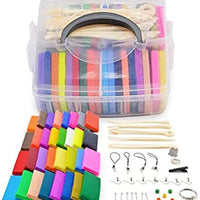 [caja de almacenamiento] Set de 32 bloques de arcilla de polímero, colorido DIY suave Craft horno Bake modelado de arcilla Kit, W/herramientas y accesorios - Arteztik