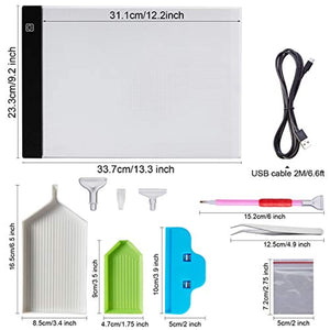 MACTING Kit de almohadilla de luz A4 para pintura de diamante, 11 unidades de bricolaje con pintura de diamante con herramientas de pintura 5D, ideal para bocetos, animación, suministros de arte de pintura de diamante 5D - Arteztik
