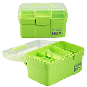 Kinsorcai Caja de almacenamiento de plástico de 11.0 in con bandeja extraíble, organizador multiusos y estuche de almacenamiento para arte y cosméticos (verde) - Arteztik