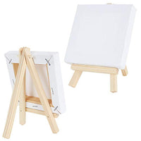 Mini paneles de lona de 3.9 x 3.9 in, paquete de 24 con soporte de madera de pino diminuto, soportes de algodón preestirados, pequeños lienzos en blanco para pinturas artesanías pequeños acrílicos al óleo proyectos - Arteztik