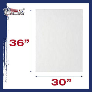 U.S. Art Supply 30 x 36 inch Stretched Canvas 12-Ounce Primed 3-Pack - Professional White Blank 3/4" Profile Heavy-Weight Gesso Acid Free Bulk Pack - Painting, Acrylic Pouring, Oil Paint - Arteztik