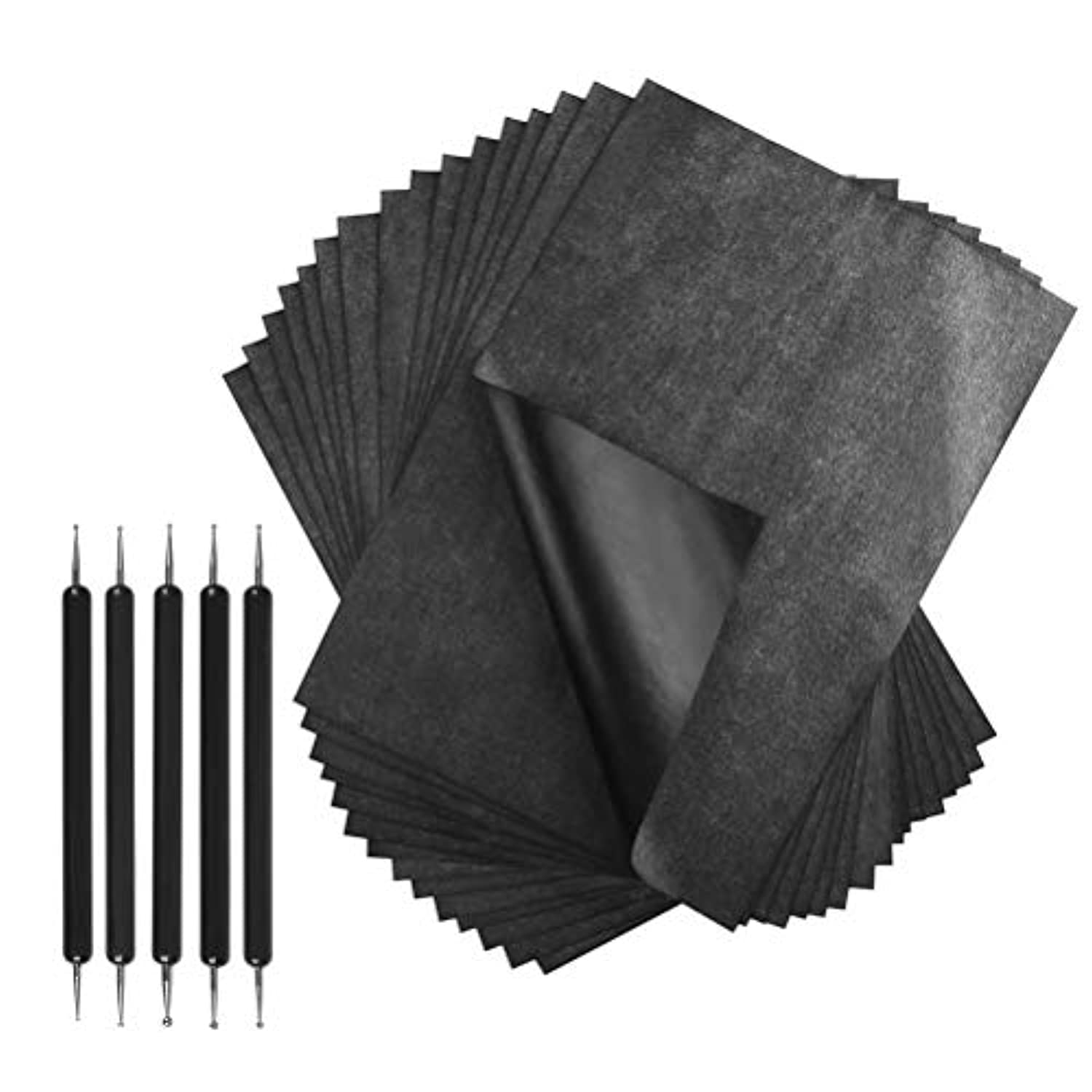 30 hojas de papel de transferencia de carbono, papel de calco, papel de  copia de grafito de carbono con 5 piezas de lápiz capacitivo para madera