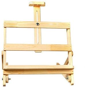 Caballete de estudio de madera de mesa con marco en H de 17 pulgadas de alto – caballete de pintura y exhibición de madera de pino natural, soporta hasta 12 pulgadas, soporte de escritorio resistente - Arteztik