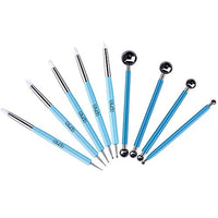 Caydo 9 piezas de herramientas de lápiz táctil, 5 piezas 2 vías total 10 diferentes DIY silicona y cerámica arcilla herramienta de sangría y 4 piezas de doble extremo metal bola herramientas - Arteztik