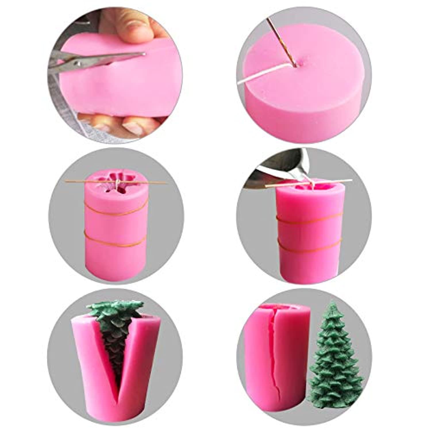 Molde de silicona 3D para velas de árbol de Navidad para hacer velas d