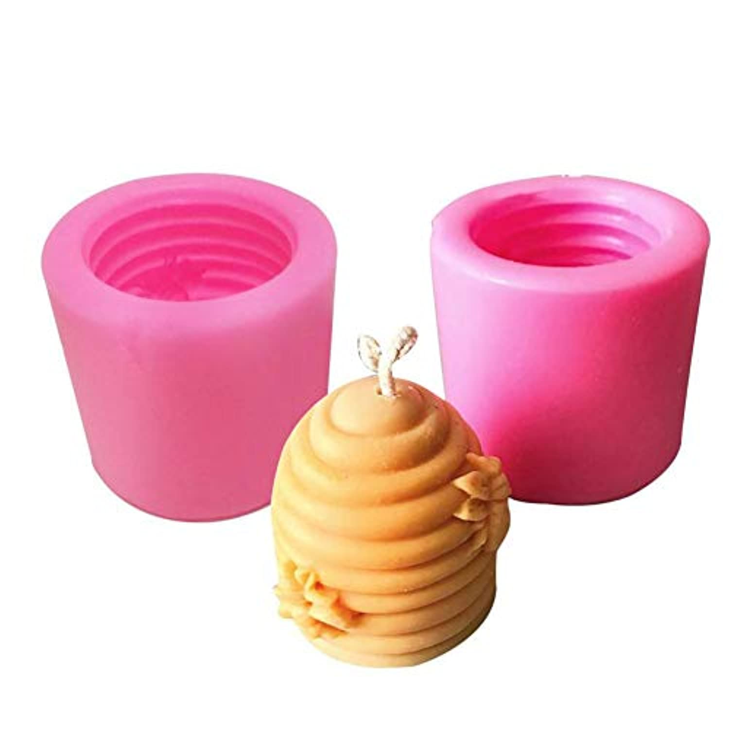 Fewo Paquete de 2 moldes de vela de panal de abeja 3D para colmena de  silicona para velas caseras de cera de abeja, jabón, barras de loción de  manos