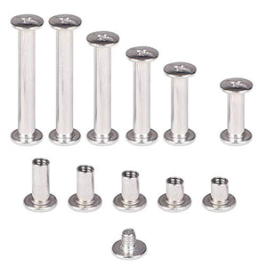 Witlans Chicago - Juego de 90 tornillos para encuadernación, acero inoxidable 304, Phillips, juego de tornillos para encuadernar con tornillos para bricolaje, decoración de cuero, álbumes de fotos, encuadernaciones (9 tamaños) - Arteztik