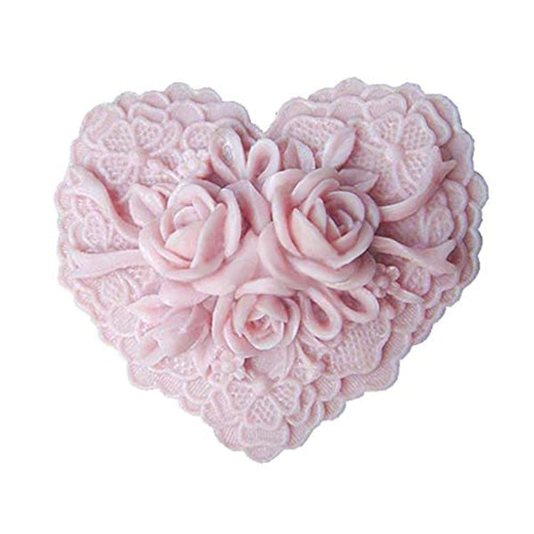 Silicona Jabón Art Clay Craft Molde forma de corazón delicado patrón floral - Arteztik