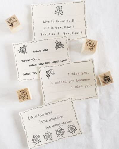 Shopline - 12 sellos vintage de goma de madera con encaje de flores para  letras, manualidades, álbumes de recortes