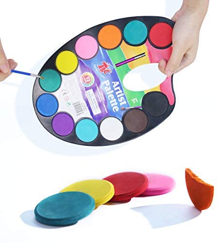 Juego de pintura de acuarela para niños, lavable y no tóxico, 12 colores de  acuarela, pigmento con paleta de fácil agarre, perfecto para