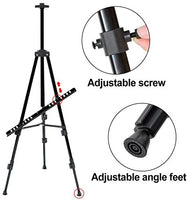 T-SIGN - Caballete de 72 pulgadas de alto, trípode de metal de aluminio, caballete de arte ajustable de 22 a 72 pulgadas, extra resistente para pintura de mesa/piso, dibujo y exhibición con bolsa, paquete de 2 negro - Arteztik
