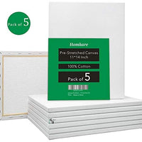 Homkare 11x14 Inch Stretched Canvas Pre-Stretched Canvas for Painting (Pack of 5) - Arteztik