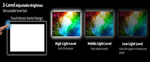 Caja de luz LED portátil ultra delgada rastreador USB cable de alimentación regulable brillo artcraft rastreo de luz de la caja de luz de arte suministros de arte y manualidades, Negro, A3 - Arteztik