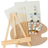 U.S. Art Supply - Juego de pintura al óleo con mini caballete de mesa, pinceles y paleta (14 piezas) - Arteztik
