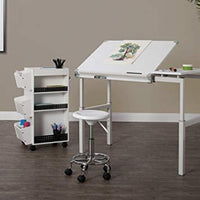 Mesa de trabajo Studio Designs Graphix II. Escritorio de 53.75 x 31.25 x 27-38.75 pulgadas (ancho x diámetro x altura), blanco/gris 10210 - Arteztik