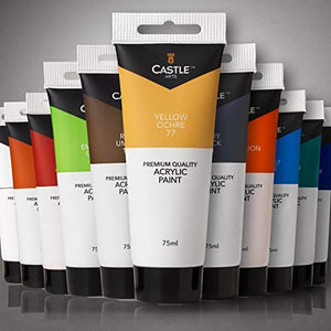 Castle Art Supplies - Juego de pintura acrílica - 12 tubos grandes de 75 ml para artistas o estudiantes - Arteztik