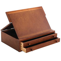 US Art Supply - Caja de almacenamiento de madera ajustable con 2 cajones con caballete de dibujo sólido plegable - Arteztik