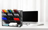 Wellerly Mesh Desk Organizer, Pencil Holder, Office Multi-Functional Desktop Organizer Collection - 9 Compartments with A Storage Rack - Markers Pen Holder for Office School Home Art Supply - Black - Arteztik
