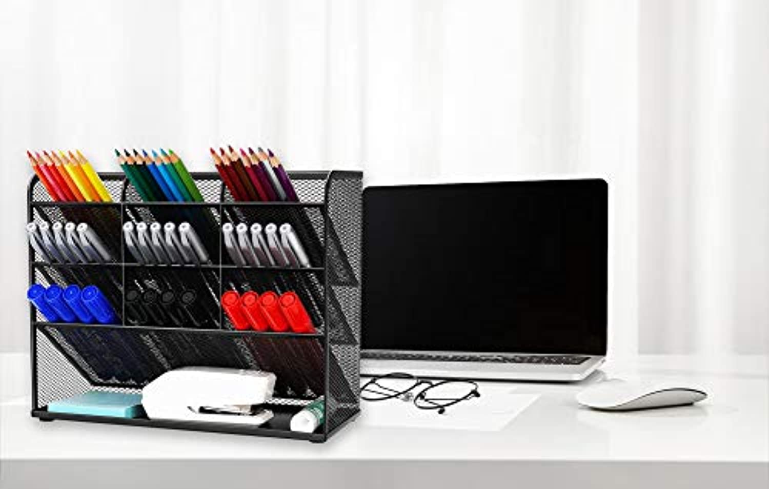Organizador de escritorio multifunción con soporte para lápices y