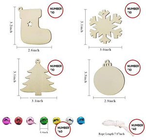 50 adornos de madera sin terminar para decoración navideña y manualidades, 10 estilos de madera sin terminar para decoración de Navidad y manualidades - Arteztik