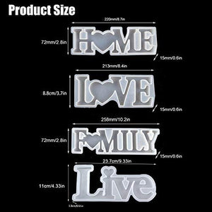 Hawiton Silicone Casting Molds, Resin Molds DIY Crafts Letter Home，Love & Family Resin Word Sign Molds, Epoxy Resin Casting Molds Model DIY Home Decoration Gift - Arteztik