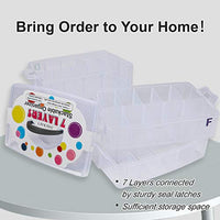 Contenedor de almacenamiento apilable de 7 capas, 70 compartimentos ajustables (blanco), contenedor de almacenamiento apilable, perfecto para juguetes de niños, manualidades de arte, joyas, suministros, minicaja y pegatina de carta incluida - Arteztik
