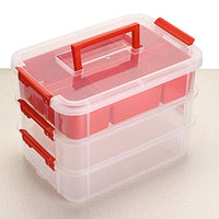 BTSKY - Caja de almacenaje de 3 capas, apilable y de transporte, de plástico, multiusos, portátil, con bandeja extraíble para organizar costura, manualidades, suministros de color rojo - Arteztik
