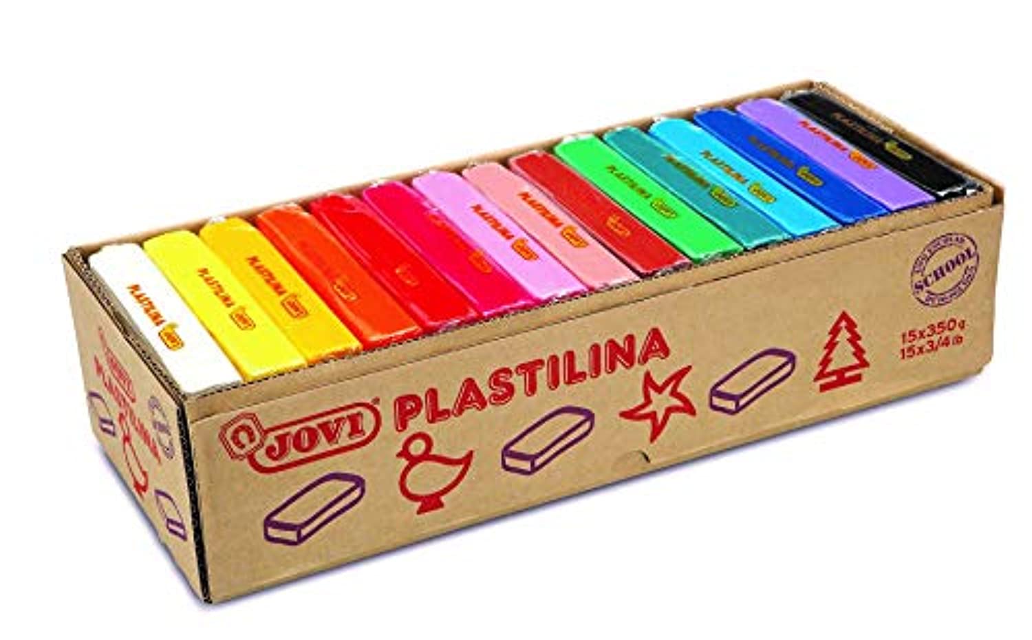Jovi Plastilina - Arcilla de modelado reutilizable de neón que no se seca;  barras de 1.75 onzas, juego de 30, 5 de cada 6 colores neón, perfectas para