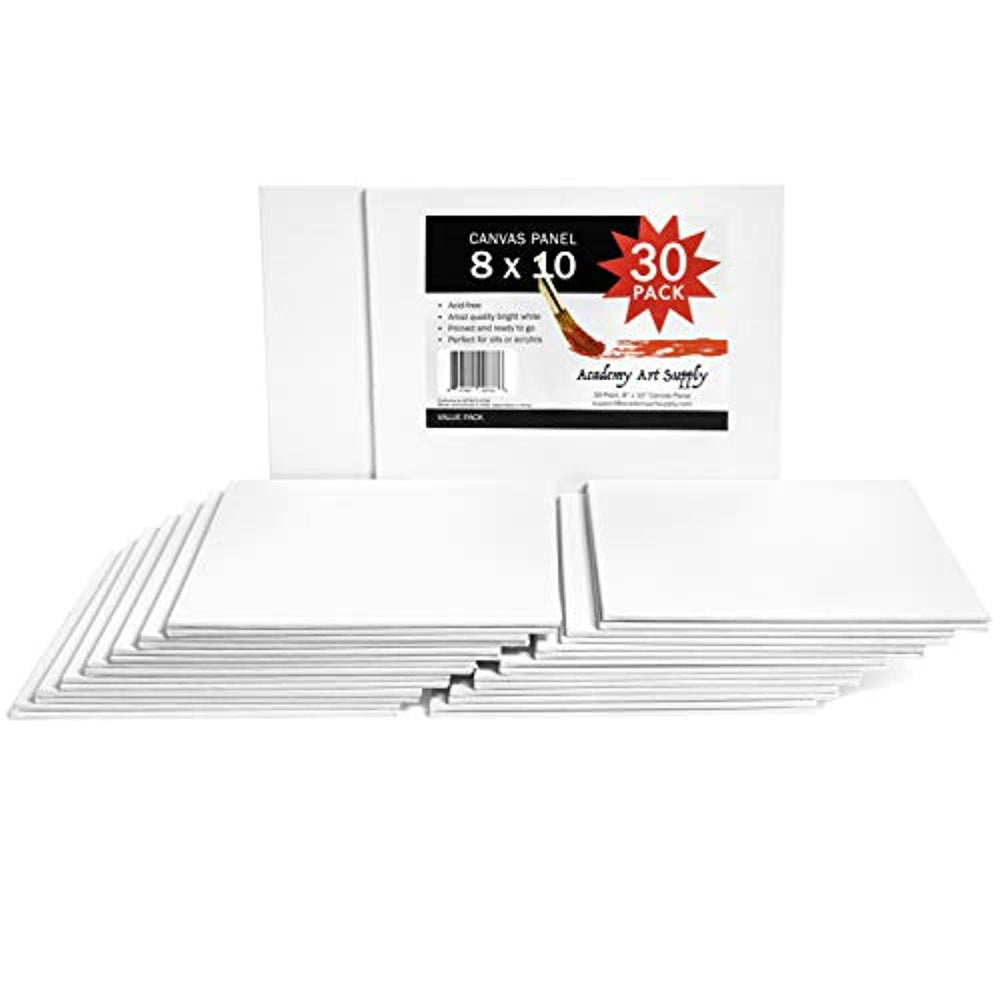 Paquete de 30 paneles de lienzo de 8 x 10 pulgadas de la marca Academy Art Supply - Arteztik