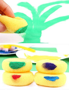 Flunyina - 24 esponjas aplicadoras de pintura, pinceles para herramientas de arte y manualidades para niños en edad preescolar - Arteztik