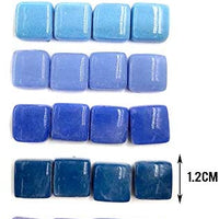 Mosaico Azulejos mezclados 6 colores azul cuadrado mosaico piezas de vidrio manchado suministros para bricolaje manualidades decoración del hogar tamaño 0.472 in por Mosaic Joy (11 oz, azul mezclado) - Arteztik