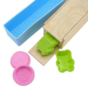 Joyeee - Molde de jabón de madera ajustable y multifunción, hecho a mano, molde de jabón de silicona hecho a mano con caja de madera, suministros para hacer jabón, kit de moldes de jabón de silicona - Arteztik