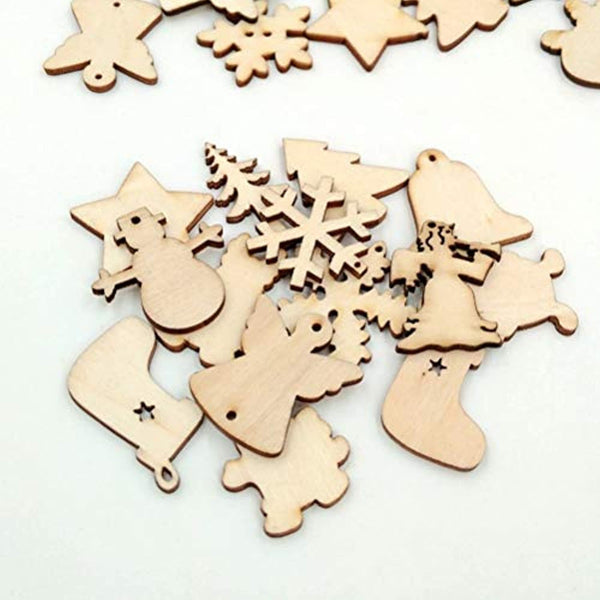OULII Navidad Serie de madera natural Slice DIY Scrapbooking de adornos Craft Decoración 50pcs - Arteztik