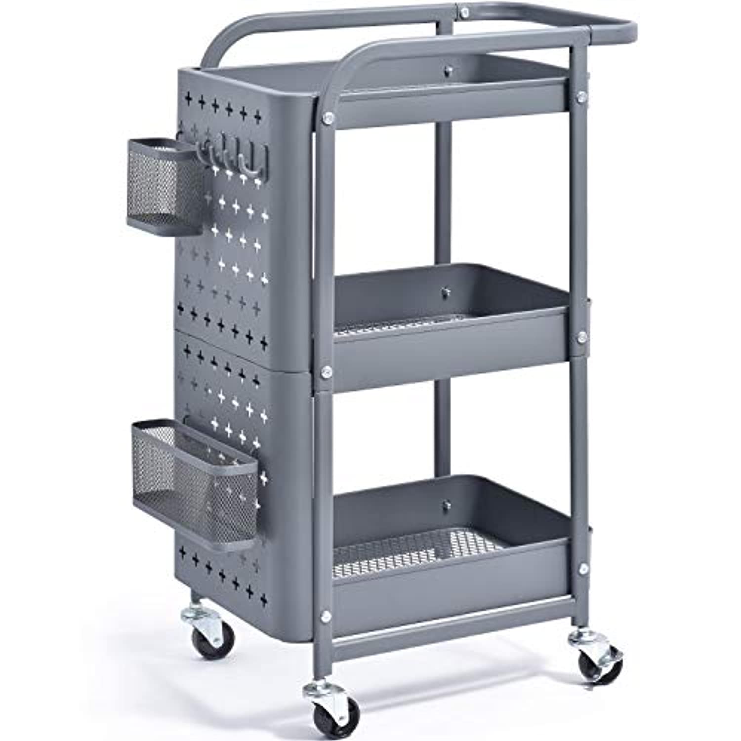 Carrito de metal de 3 niveles con ruedas, carrito de almacenamiento con  ruedas resistente para la cocina para organizar libros, aperitivos