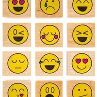 Emoji Juego de sellos de goma de madera de cara sonriente - Arteztik