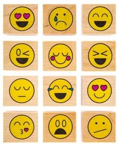 Emoji Juego de sellos de goma de madera de cara sonriente - Arteztik