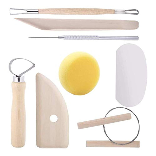 Y-Luck - Juego de 8 herramientas de esculpir de arcilla para tallar cerámica, herramientas esenciales de madera para esculpir arcilla combinación para principiantes y profesionales - Arteztik