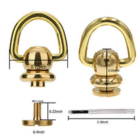 Pendientes de bola de latón Remaches D Anillo para cuero Crossbody monedero artesanía,4 juegos - Arteztik