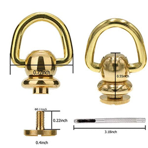 Pendientes de bola de latón Remaches D Anillo para cuero Crossbody monedero artesanía,4 juegos - Arteztik