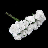 Sorive 144 tarjetas de boda de papel artificial, diseño de rosas (blanco) - Arteztik