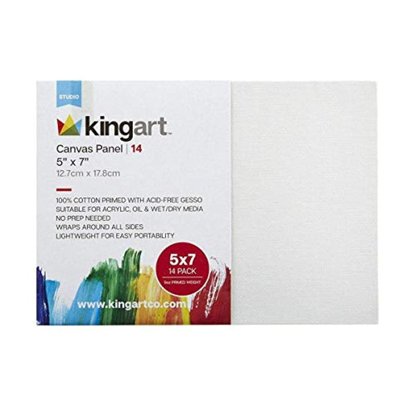 KINGART 820-14 - Paneles de lona (14 unidades, 5.0 x 7.0 in), color blanco - Arteztik