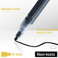 Bolígrafos de pintura acrílica negra – Paquete de 8 rotuladores de pintura negra, bolígrafos de pintura acrílica para pintura de roca, madera, metal, metal, cerámica, graffiti, papel, dibujo, calabazas de plástico, juegos de pintura acrílica a base de agu - Arteztik