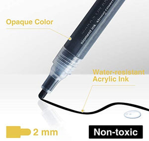 Bolígrafos de pintura acrílica negra – Paquete de 8 rotuladores de pintura negra, bolígrafos de pintura acrílica para pintura de roca, madera, metal, metal, cerámica, graffiti, papel, dibujo, calabazas de plástico, juegos de pintura acrílica a base de agu - Arteztik