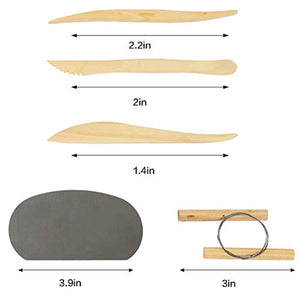 DUJEN Juego de 10 herramientas de arcilla de cerámica, juego de herramientas de modelado de madera para esculpir cera, herramientas de limpieza para tallar ceras de cerámica - Arteztik