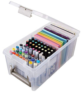 ArtBin Satchel con bandeja de marcador Art & Craft Organizer [1] Estuche de almacenamiento de plástico transparente, 15.25 x 8 x 6.25, translúcido - Arteztik