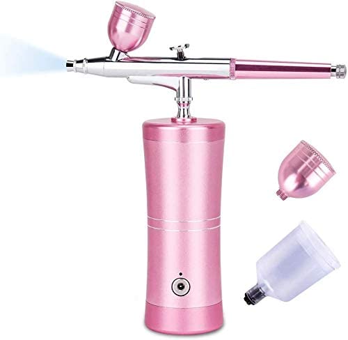 Airbrush Kit, Titoe Portable Handheld Mini Airbrush Compressor Set Kit with Air Brush Spray Gun for Makeup, Cake Decoration, Model Coloring, Manicure, Tattoo, Art Drawing (Pink) - Arteztik